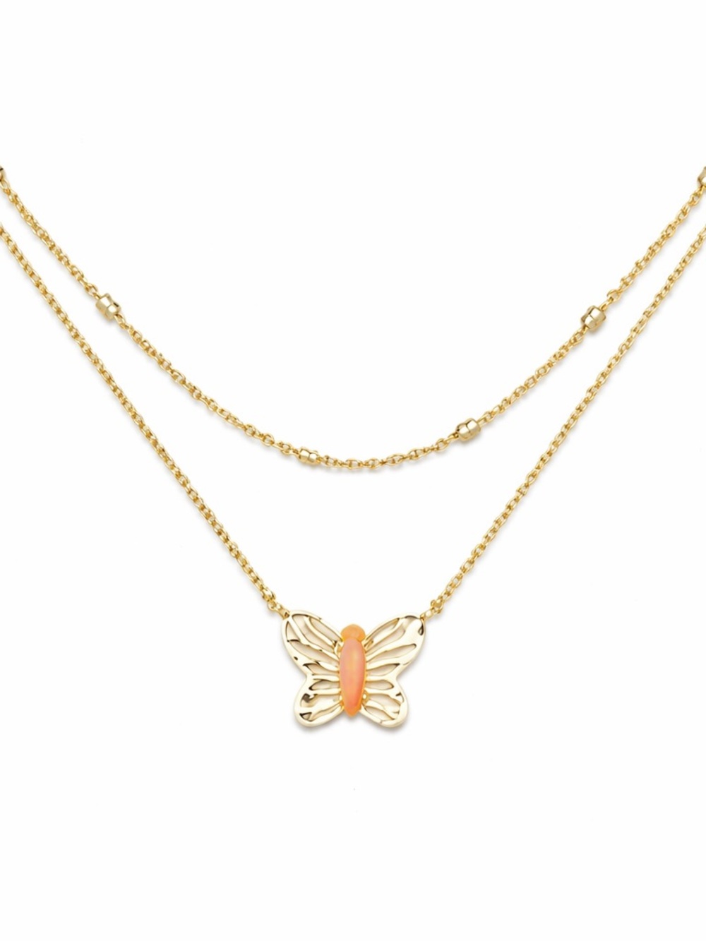 Kendra Scott Butterfly Multi-Strand Necklace in Coral Catseye - Picture 1 of 8